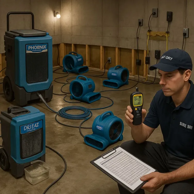 Structural Drying and Dehumidification process in Kingston Estates, NJ